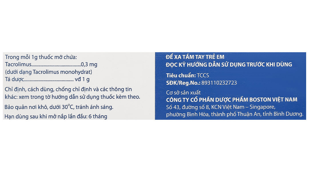 Thuốc mỡ bôi da TACROLIM 0.03% trị viêm da cơ địa tuýp 10g - 8